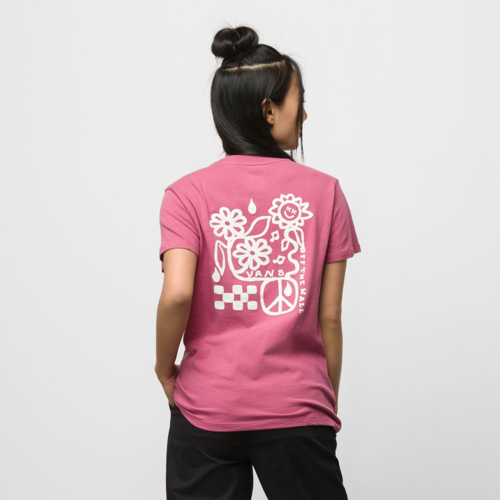 Vans Audience BFF T-shirt Dam Rosa Vinröda | 67843VEAW