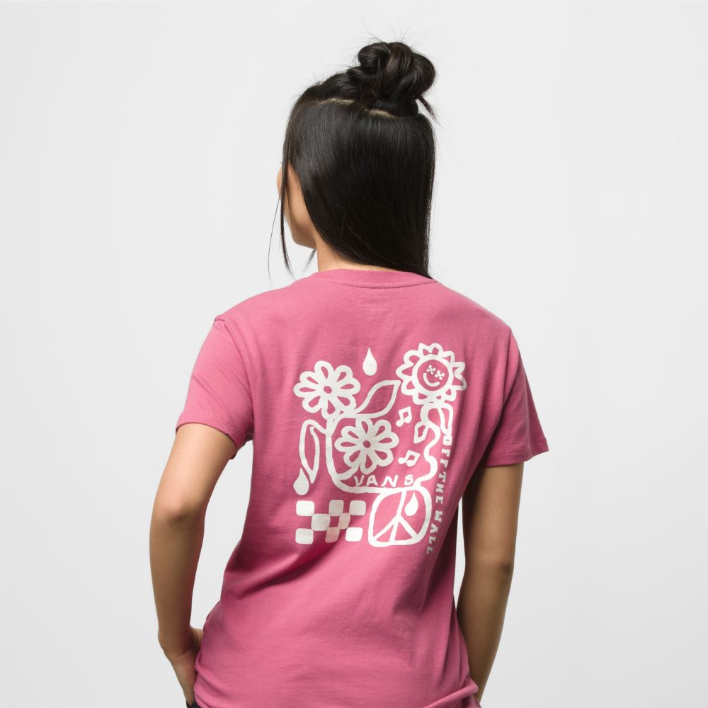 Vans Audience BFF T-shirt Dam Rosa Vinröda | 67843VEAW