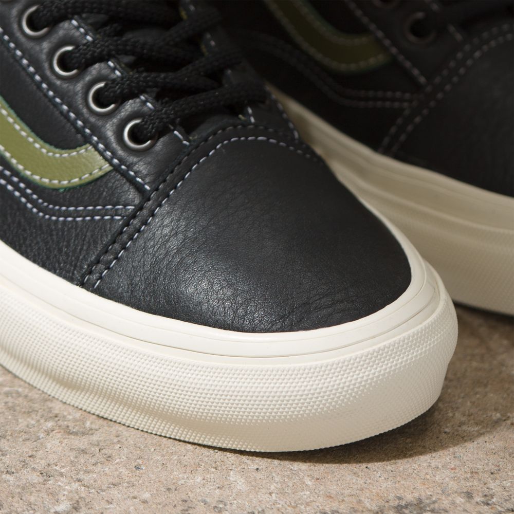 Vans Butter Läder Old Skool Classic Herr Svarta Gröna | 40258RKGF