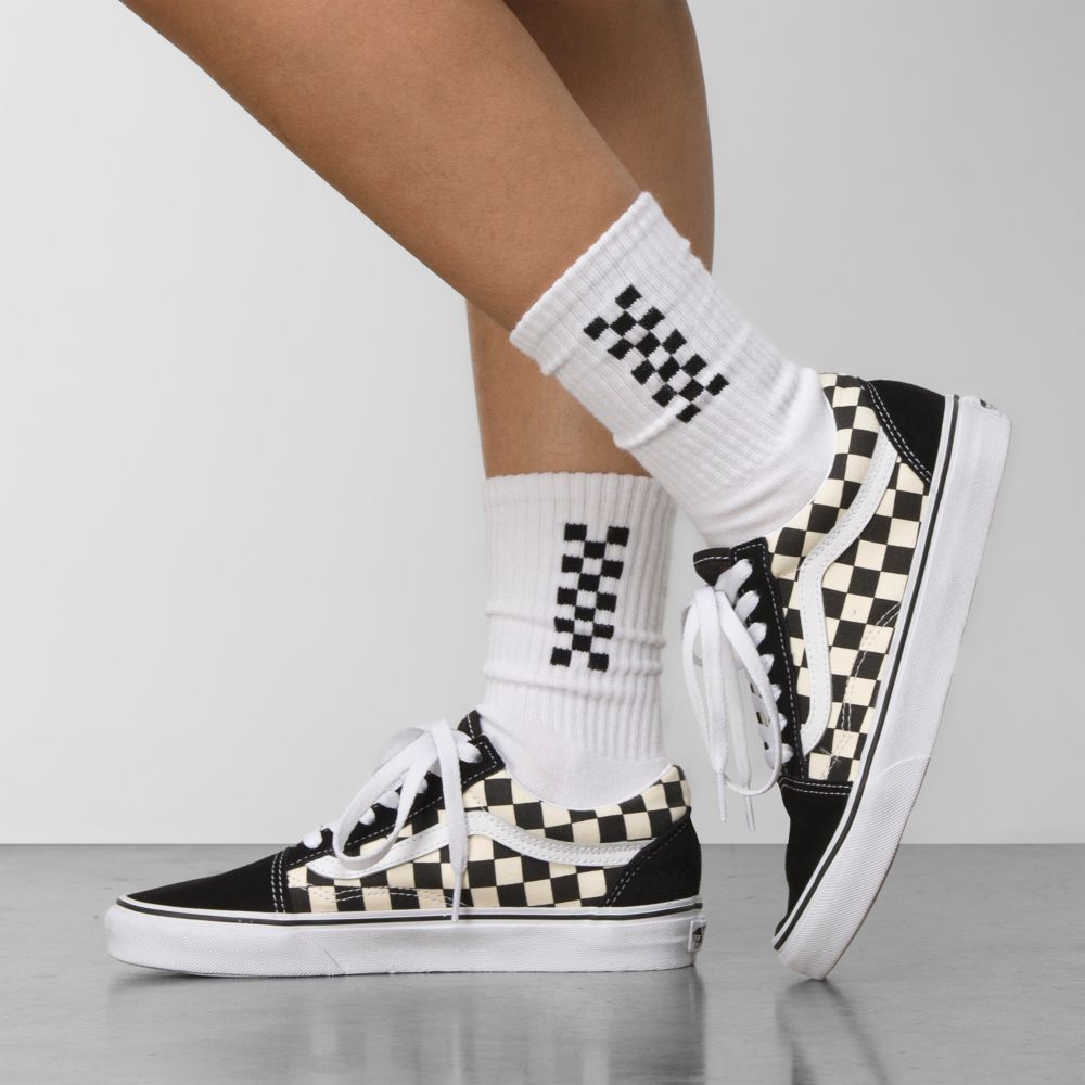 Vans Checked It Crew 3 Pack Strumpor Dam Vita Olika Färger | 97256CEOI