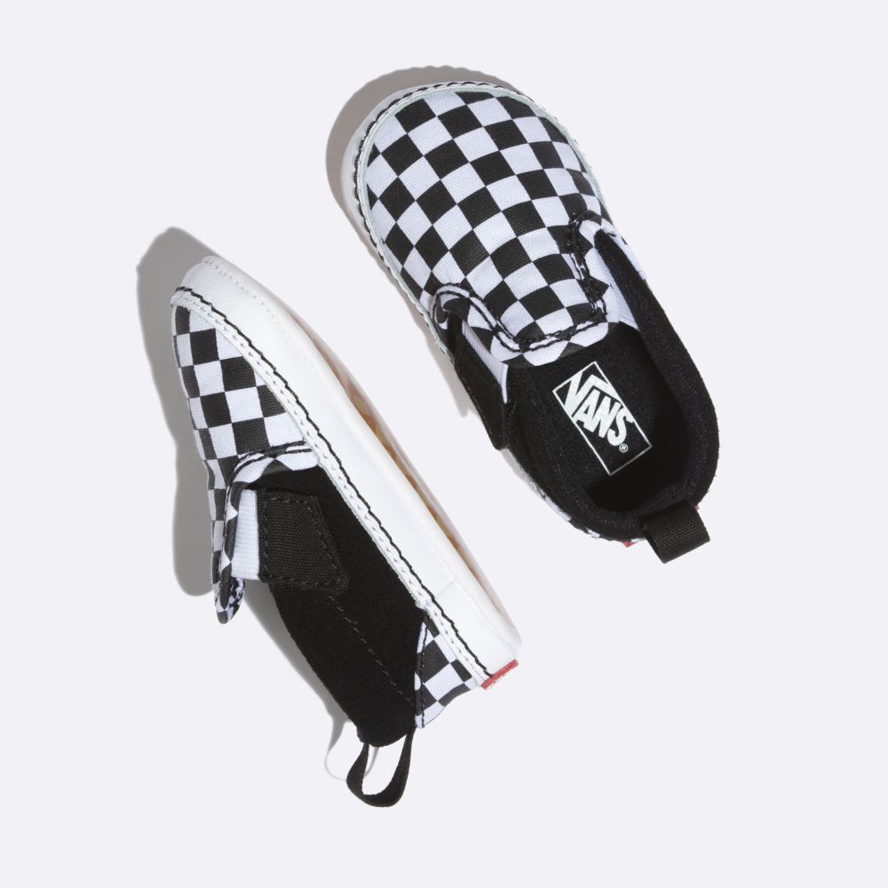 Vans Checker V Classic Barn Svarta Vita | 12984KOYW