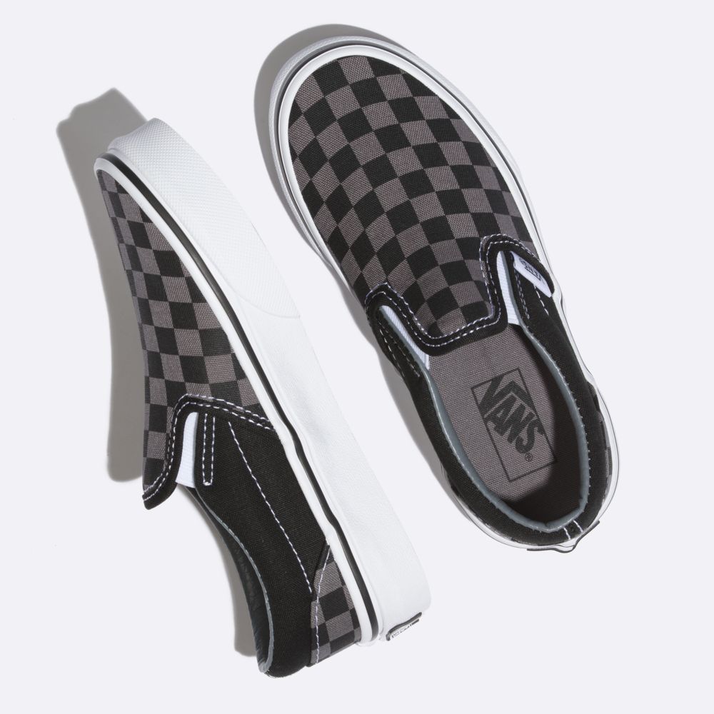 Vans Checkerboard Classic Barn Svarta Blå Grå | 29468NOYT