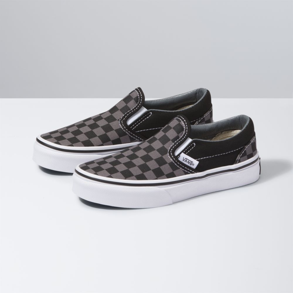 Vans Checkerboard Classic Barn Svarta Blå Grå | 29468NOYT