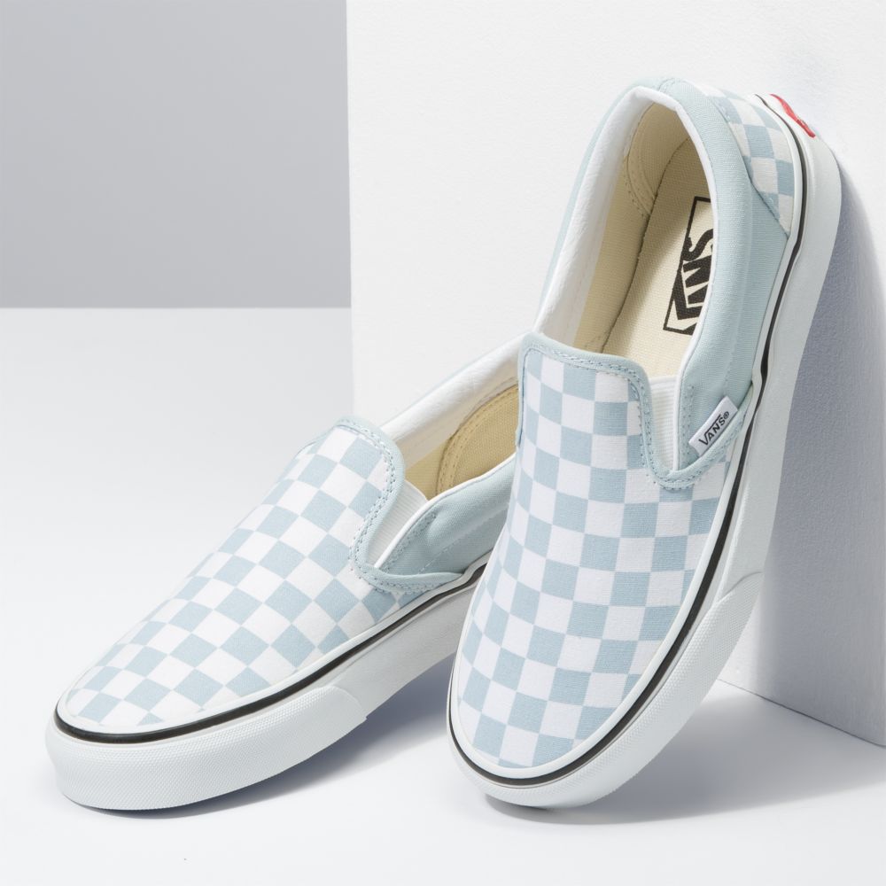 Vans Checkerboard Classic Dam Blå Vita | 72508XACE