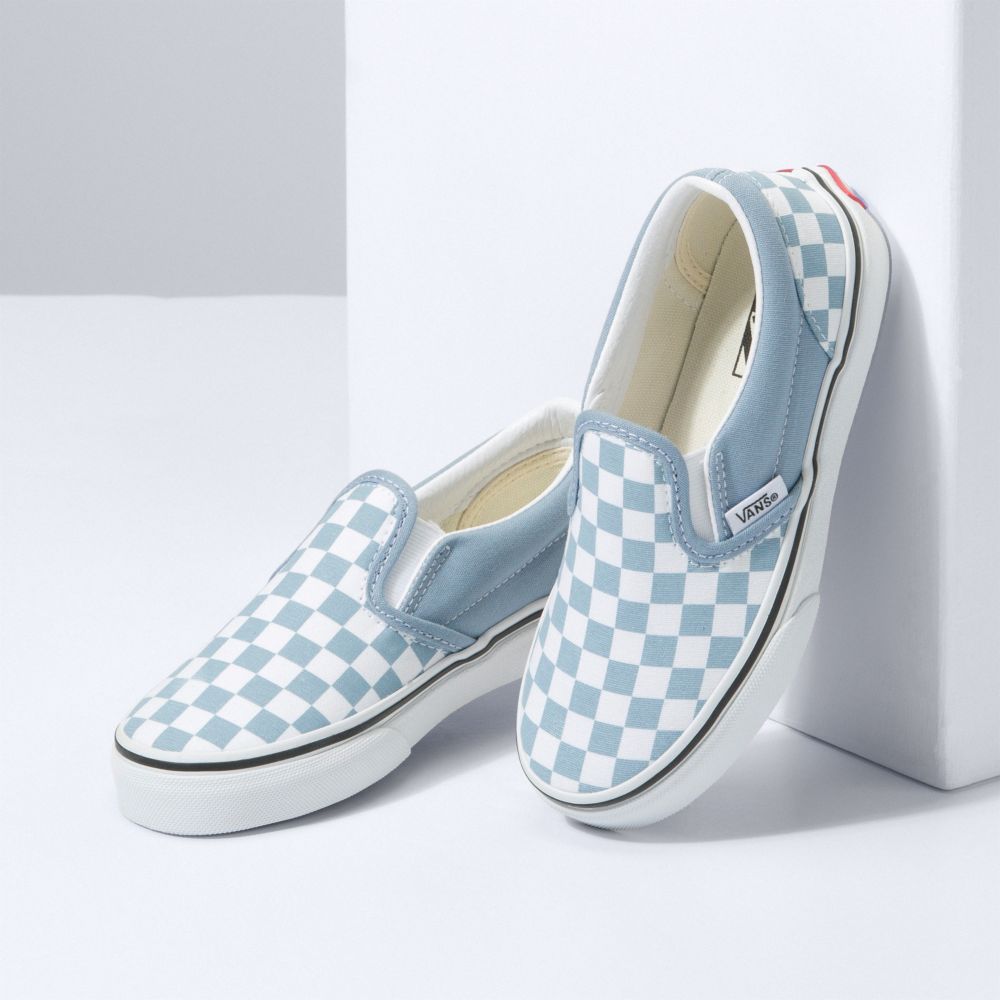 Vans Checkerboard Klassiska Classic Barn Blå | 04293TCNK