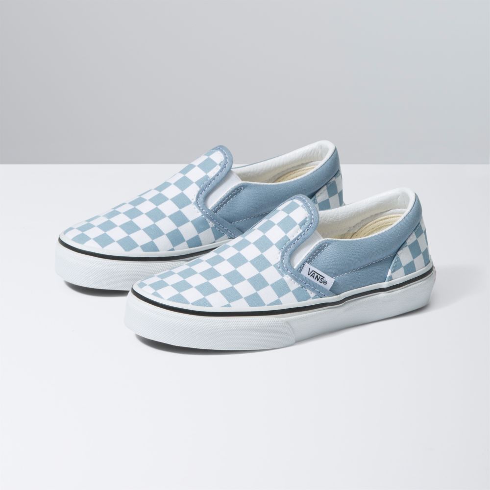 Vans Checkerboard Klassiska Classic Barn Blå | 04293TCNK