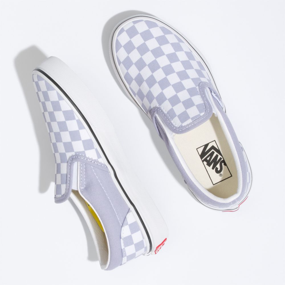 Vans Checkerboard Klassiska Classic Barn Lavendel Vita | 41297QAHU