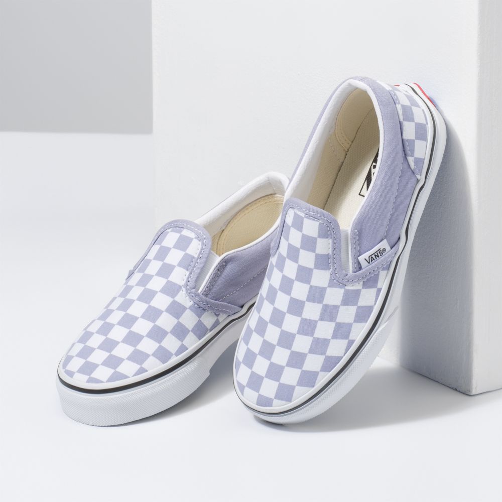 Vans Checkerboard Klassiska Classic Barn Lavendel Vita | 41297QAHU