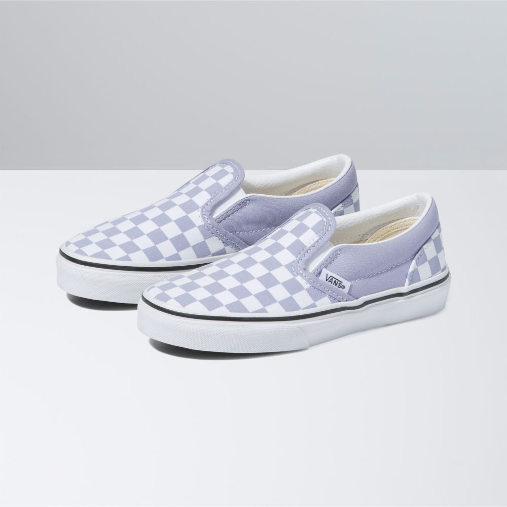 Vans Checkerboard Klassiska Classic Barn Lavendel Vita | 41297QAHU