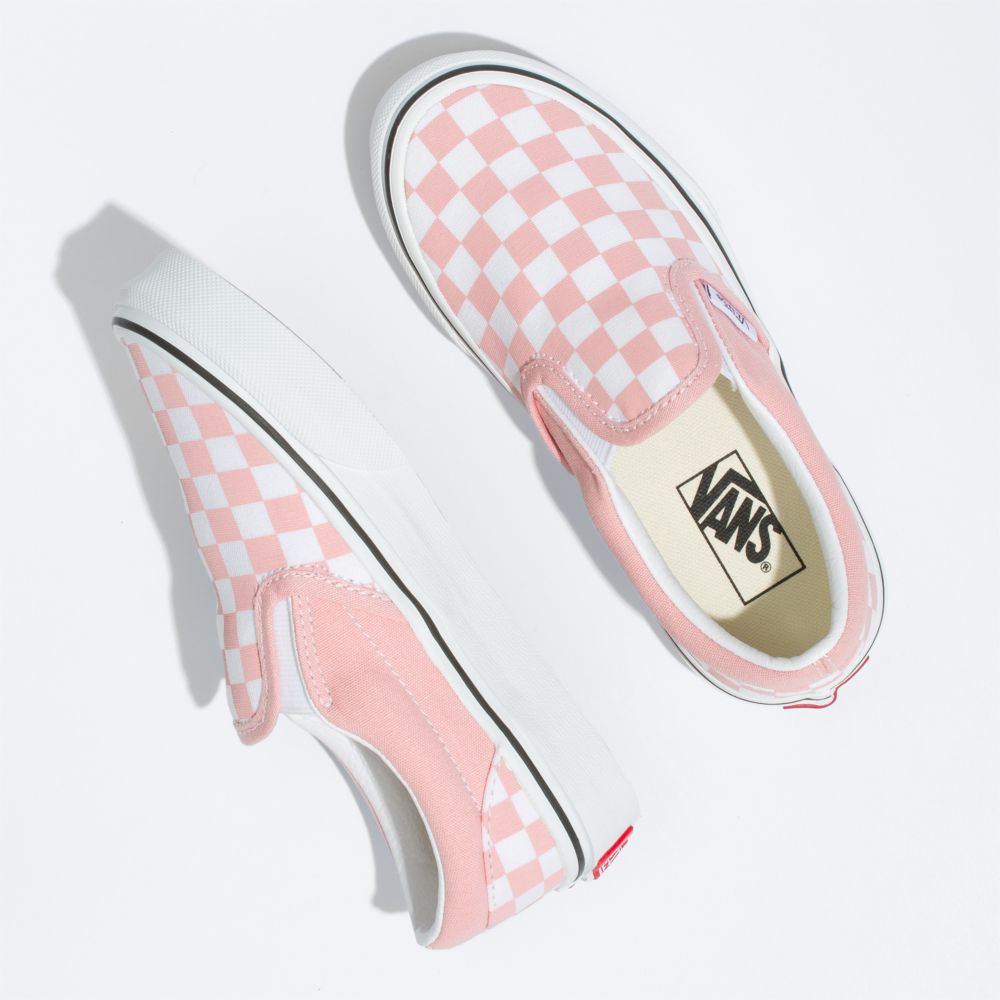 Vans Checkerboard Klassiska Classic Barn Rosa Vita | 70641WGNJ