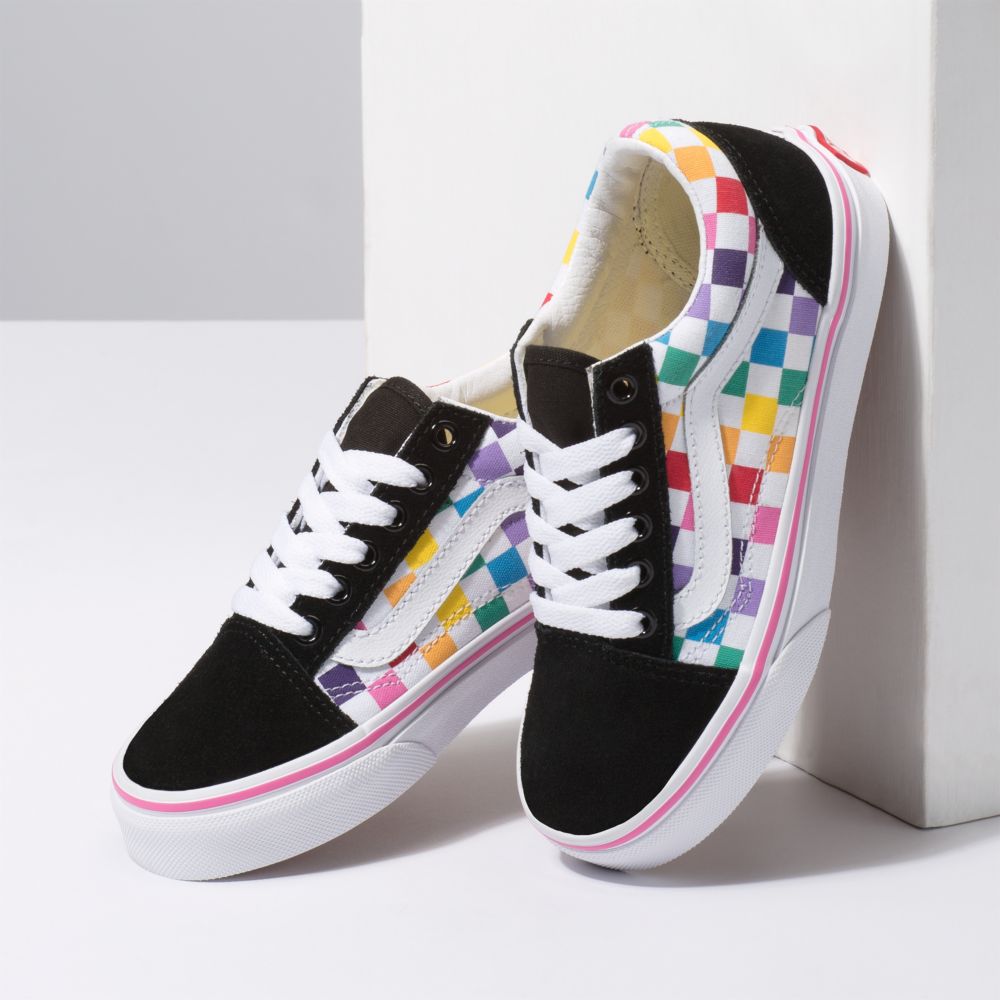 Vans Checkerboard Old Skool Classic Barn Olika Färger Vita | 37406QXLA