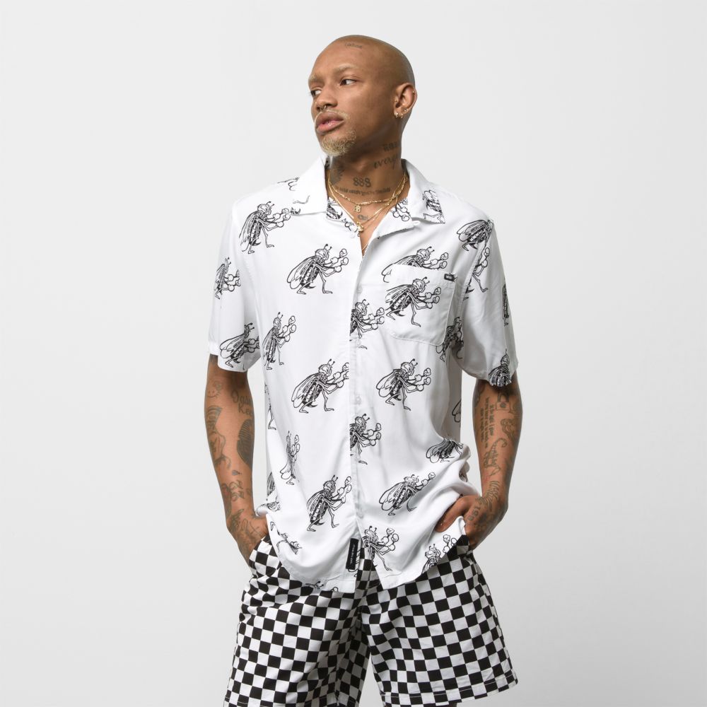 Vans Checkerboard Research Buttondown Skjorta Herr Vita | 15068LMFH