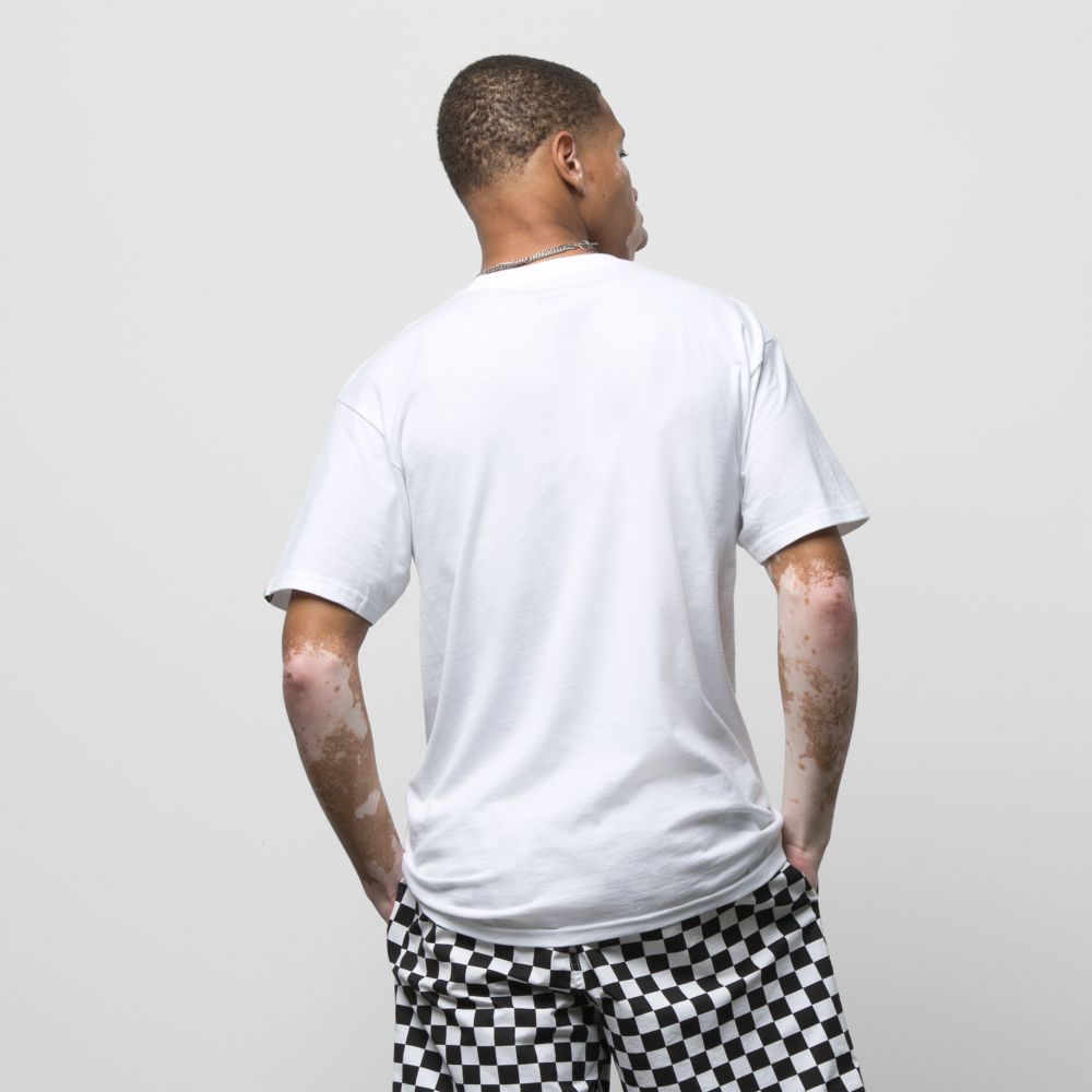 Vans Checkerboard Research T-shirt Herr Vita | 81406LAMN