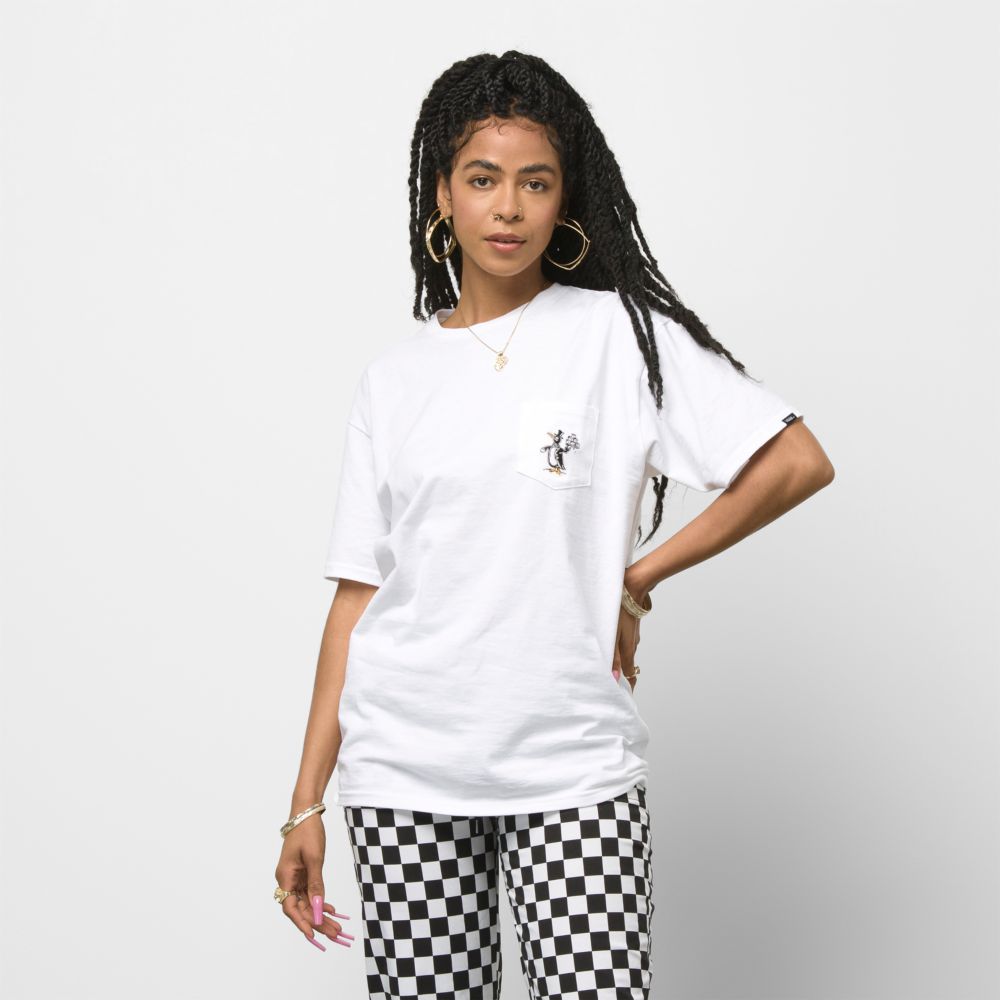 Vans Checkerboard Research T-shirt Herr Vita | 81406LAMN