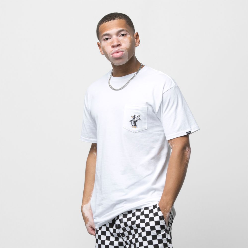 Vans Checkerboard Research T-shirt Herr Vita | 81406LAMN