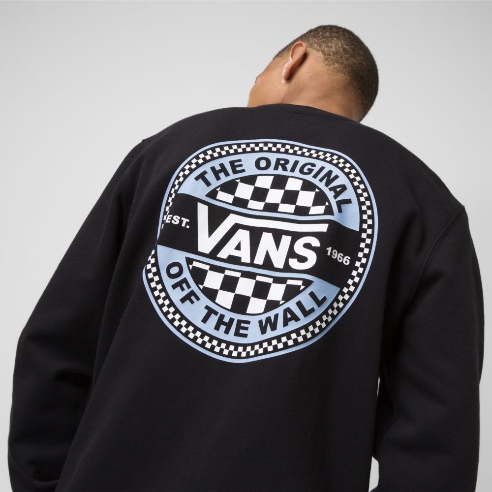 Vans Circle Checker Crew Hoodie Herr Svarta | 02573TMQE