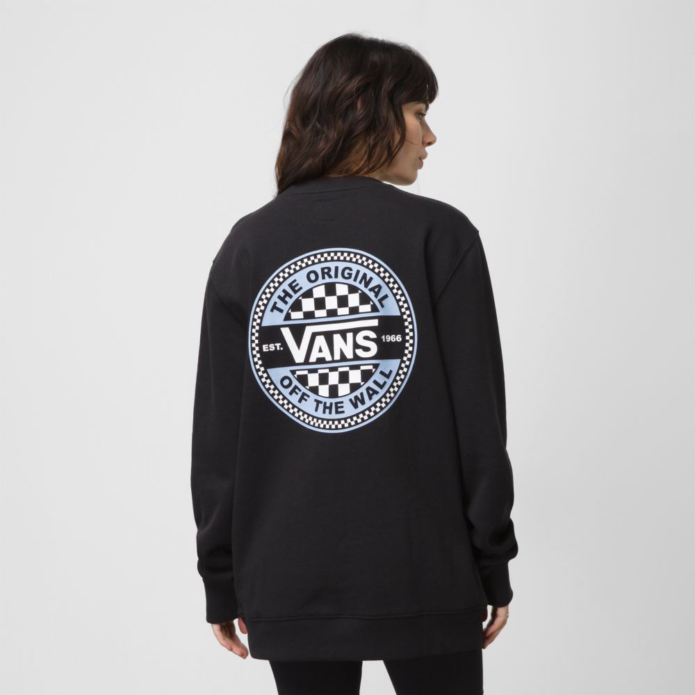 Vans Circle Checker Crew Hoodie Herr Svarta | 02573TMQE