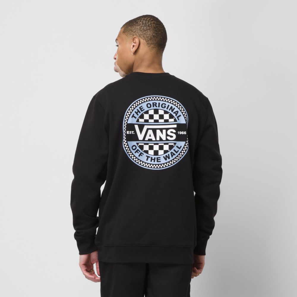 Vans Circle Checker Crew Hoodie Herr Svarta | 02573TMQE