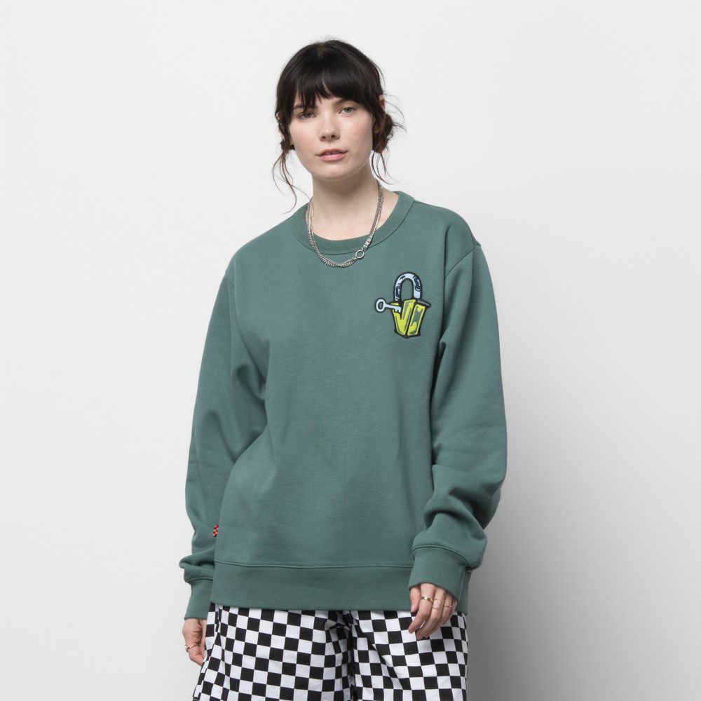 Vans Classics Crew Hoodie Dam Gröna | 80769DGBF