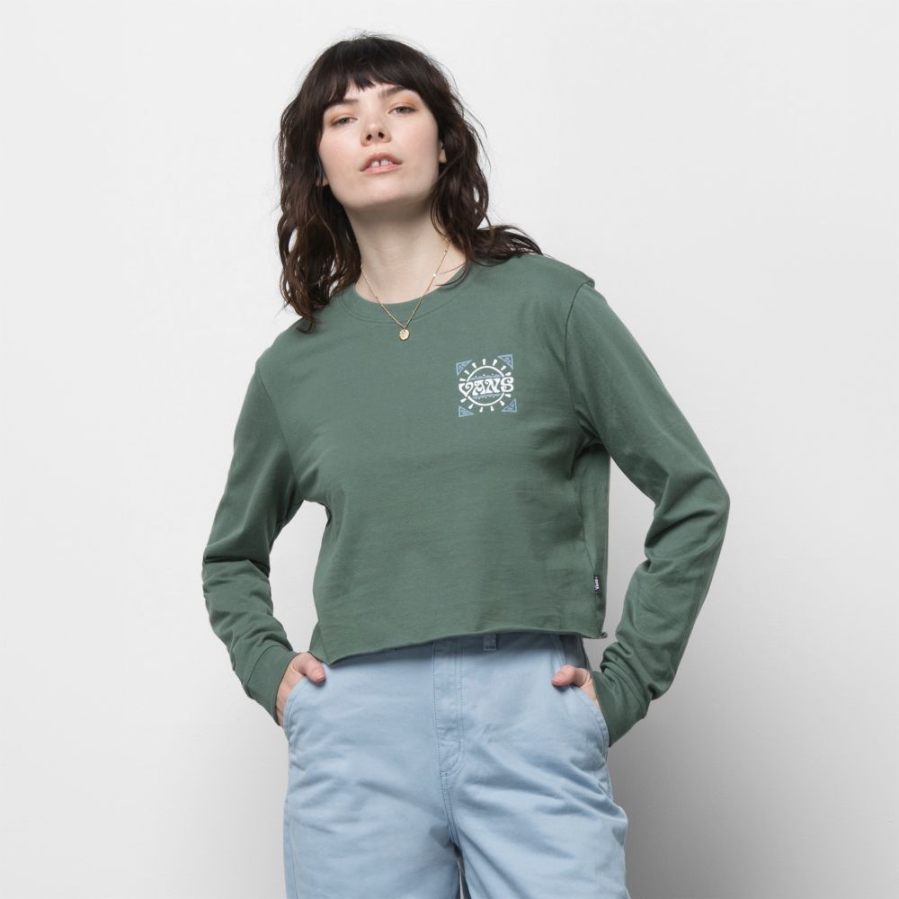 Vans Colima BFF Crop T-shirt Dam Gröna | 07249KRIP