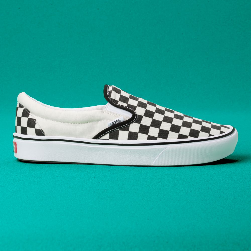 Vans ComfyCush Checkerboard Classic Dam Svarta Vita | 97035MYJA