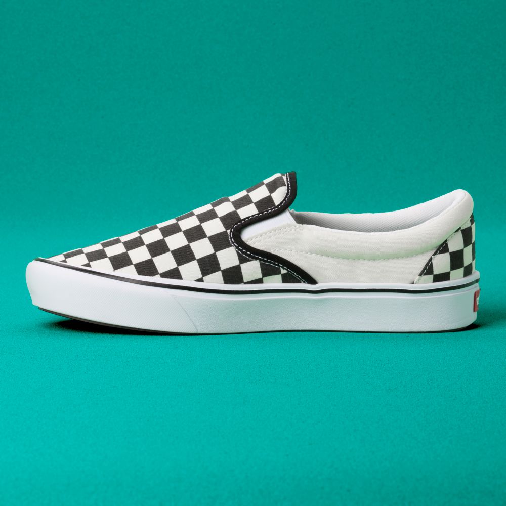 Vans ComfyCush Checkerboard Classic Dam Svarta Vita | 97035MYJA