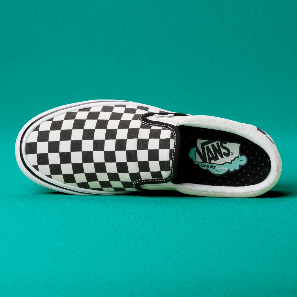 Vans ComfyCush Checkerboard Classic Dam Svarta Vita | 97035MYJA