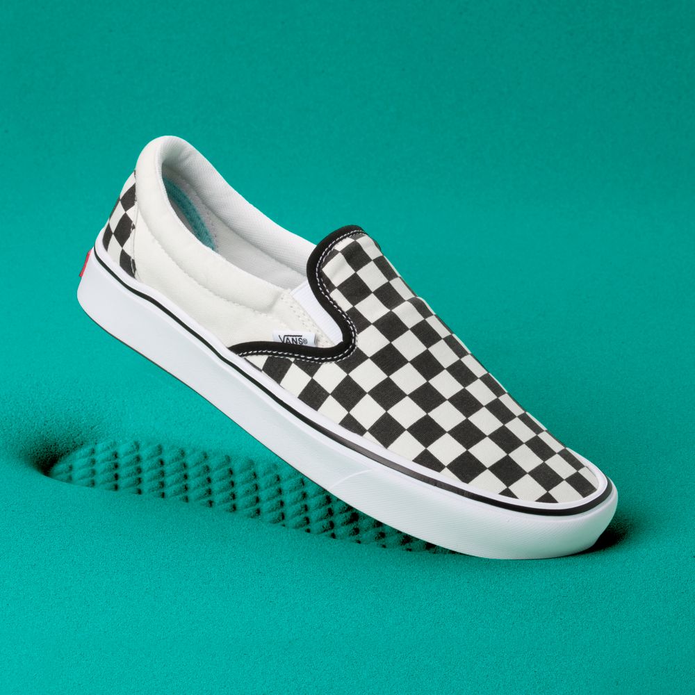 Vans ComfyCush Checkerboard Classic Dam Svarta Vita | 97035MYJA