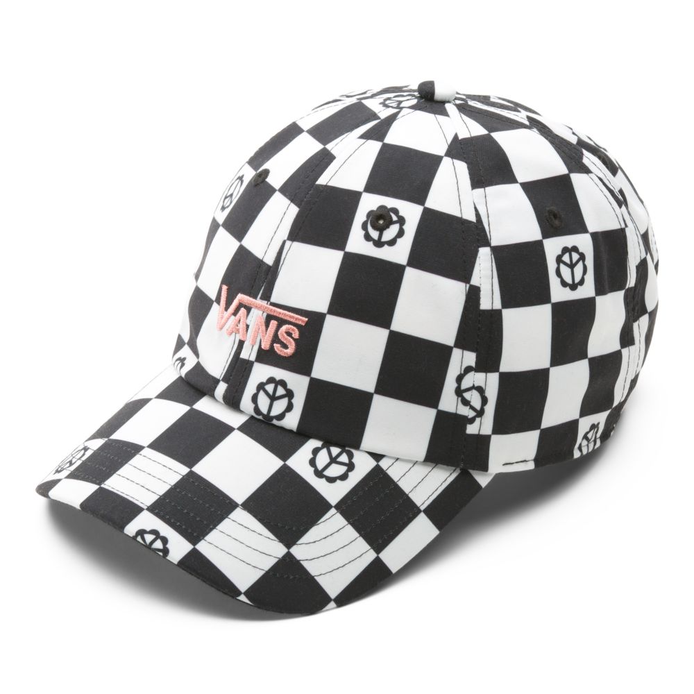 Vans Court Side Printed Hatt Dam Vita Svarta | 46319EVWS