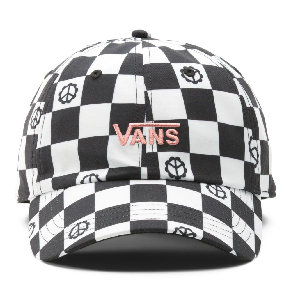 Vans Court Side Printed Hatt Dam Vita Svarta | 46319EVWS