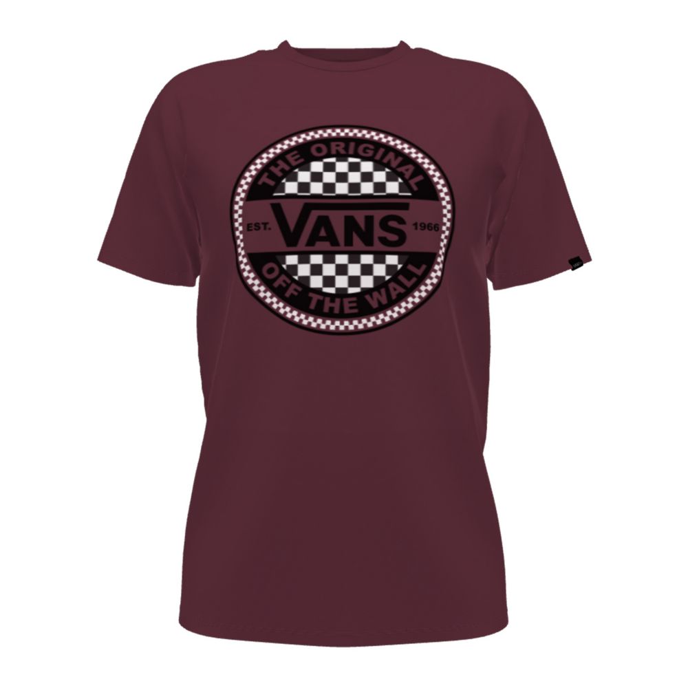 Vans Customs Burgundy OTW Circle Klassiska T-shirt Herr Olika Färger | 57196OERC