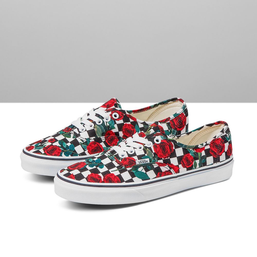 Vans Customs Checkerboard Roses Authentic Classic Dam Olika Färger | 12348LSKY