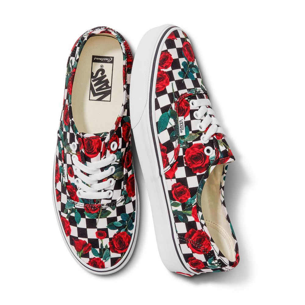 Vans Customs Checkerboard Roses Authentic Classic Dam Olika Färger | 12348LSKY