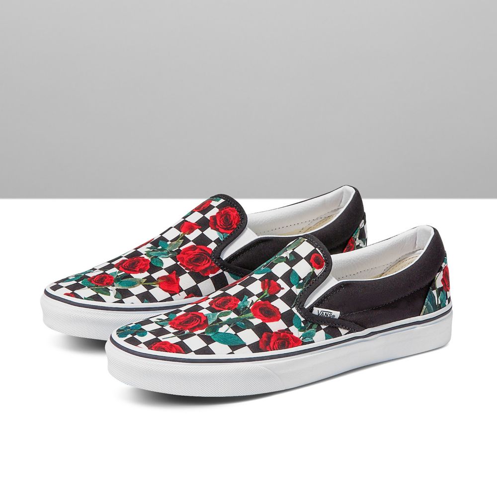 Vans Customs Checkerboard Roses Breda Classic Herr Olika Färger | 30426VIAU