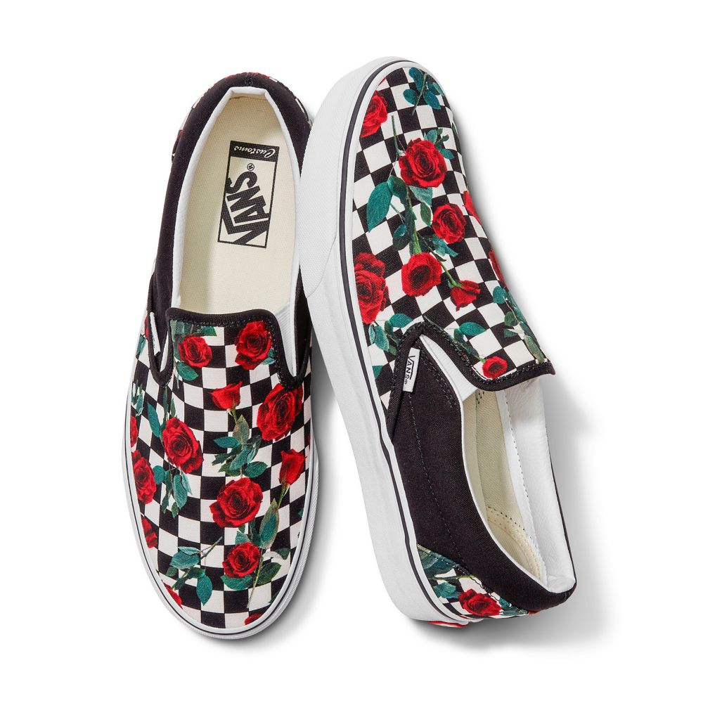 Vans Customs Checkerboard Roses Breda Classic Herr Olika Färger | 30426VIAU