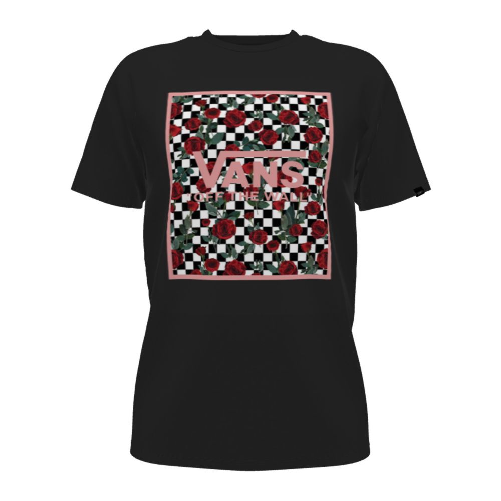 Vans Customs Checkerboard Roses OTW Framed Klassiska T-shirt Dam Olika Färger | 08742BQLN