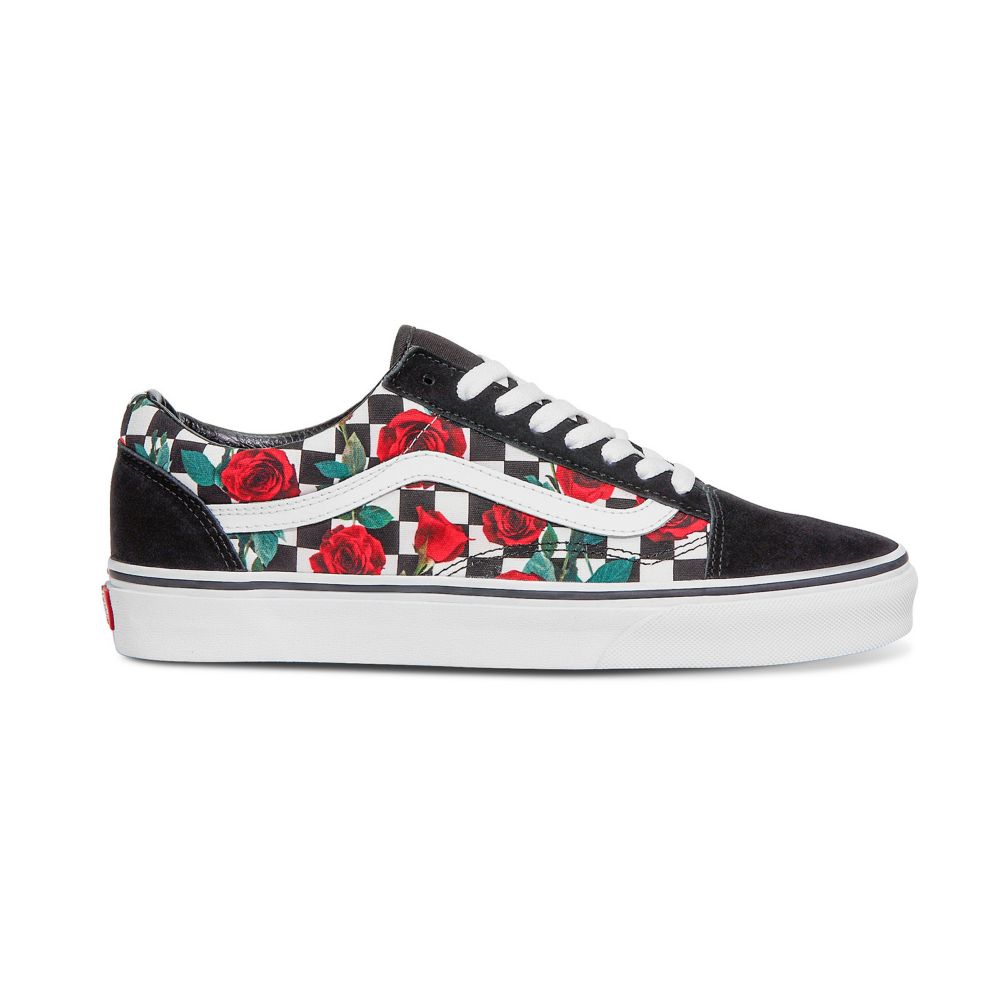 Vans Customs Checkerboard Roses Old Skool Classic Dam Olika Färger | 01823SGRF