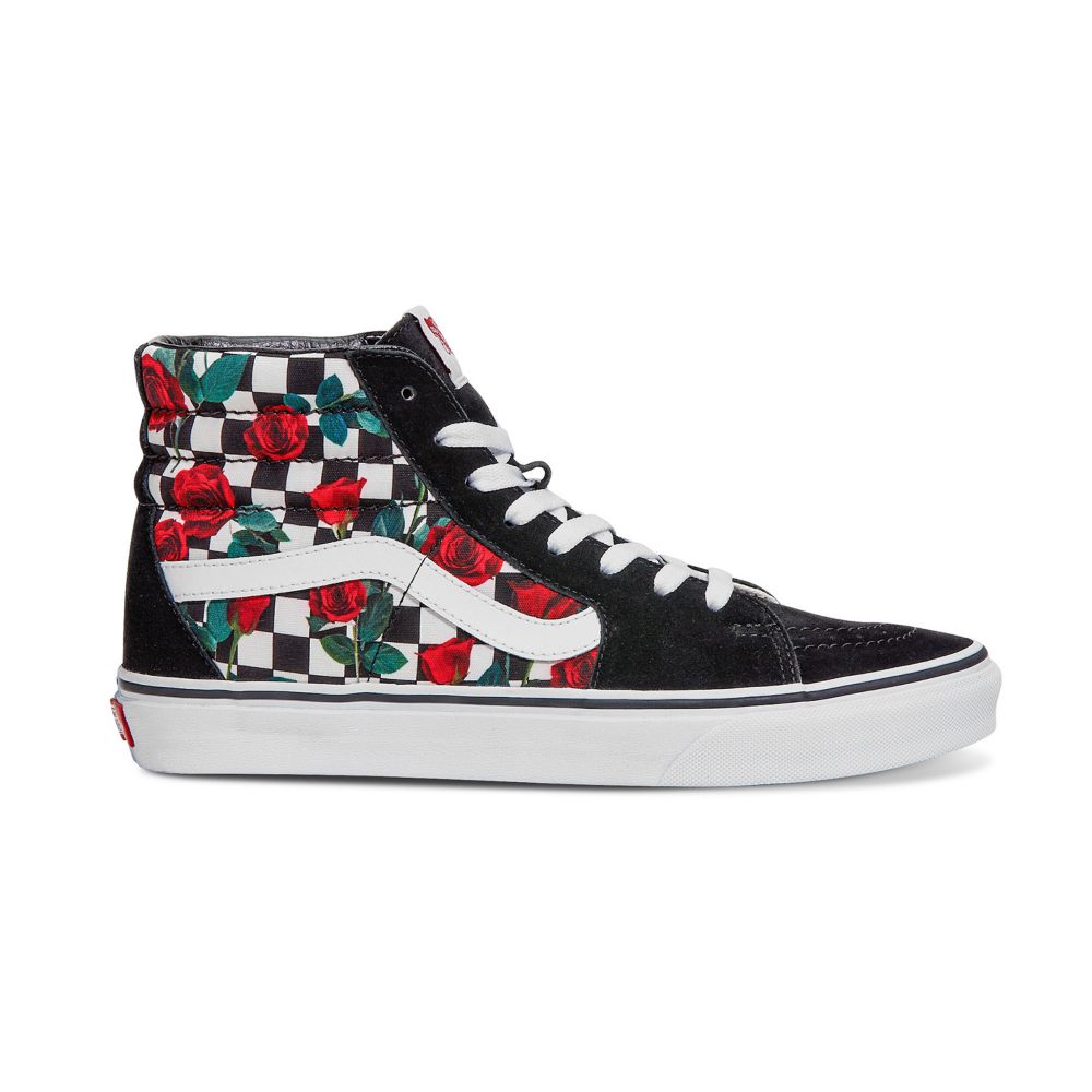 Vans Customs Checkerboard Roses Sk8-Hi Classic Dam Olika Färger | 03419WSUL