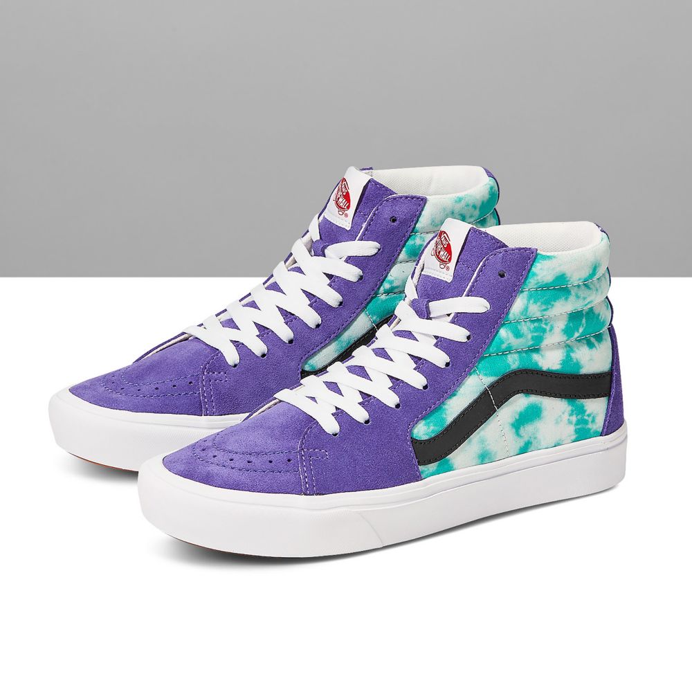 Vans Customs Teal Acid Wash ComfyCush Sk8-Hi Classic Dam Olika Färger | 09256MRNI