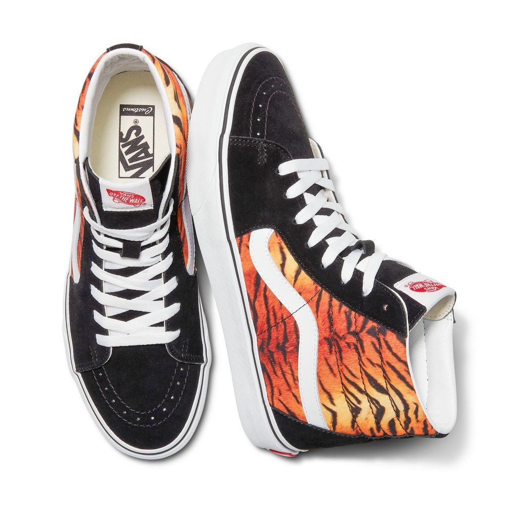 Vans Customs Tiger Stripes Sk8-Hi Classic Dam Olika Färger | 20718ZCLT