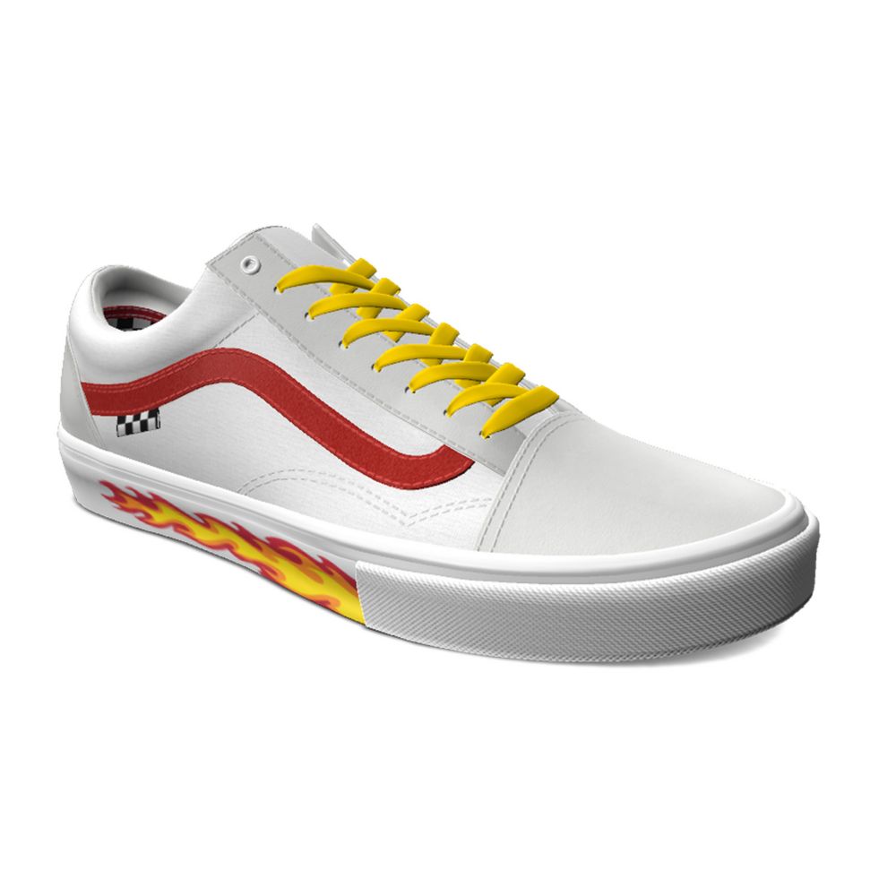 Vans Customs True White Läder Old Skool Classic Dam Olika Färger | 41738SFWA