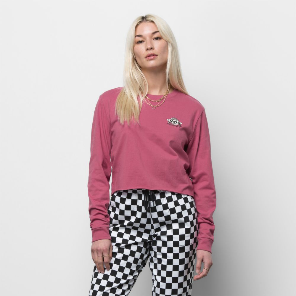 Vans Deep Root BFF Crop T-shirt Dam Rosa Vinröda | 31450IEAL