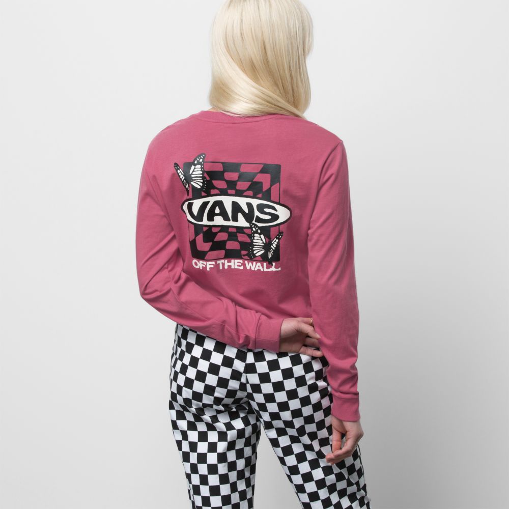 Vans Deep Root BFF Crop T-shirt Dam Rosa Vinröda | 31450IEAL