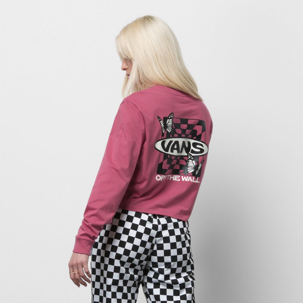 Vans Deep Root BFF Crop T-shirt Dam Rosa Vinröda | 31450IEAL