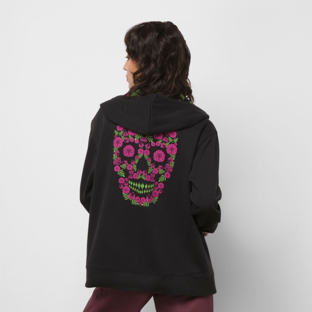 Vans Dia De Muertos Floral BFF Zip Hoodie Dam Svarta | 51706AJFL