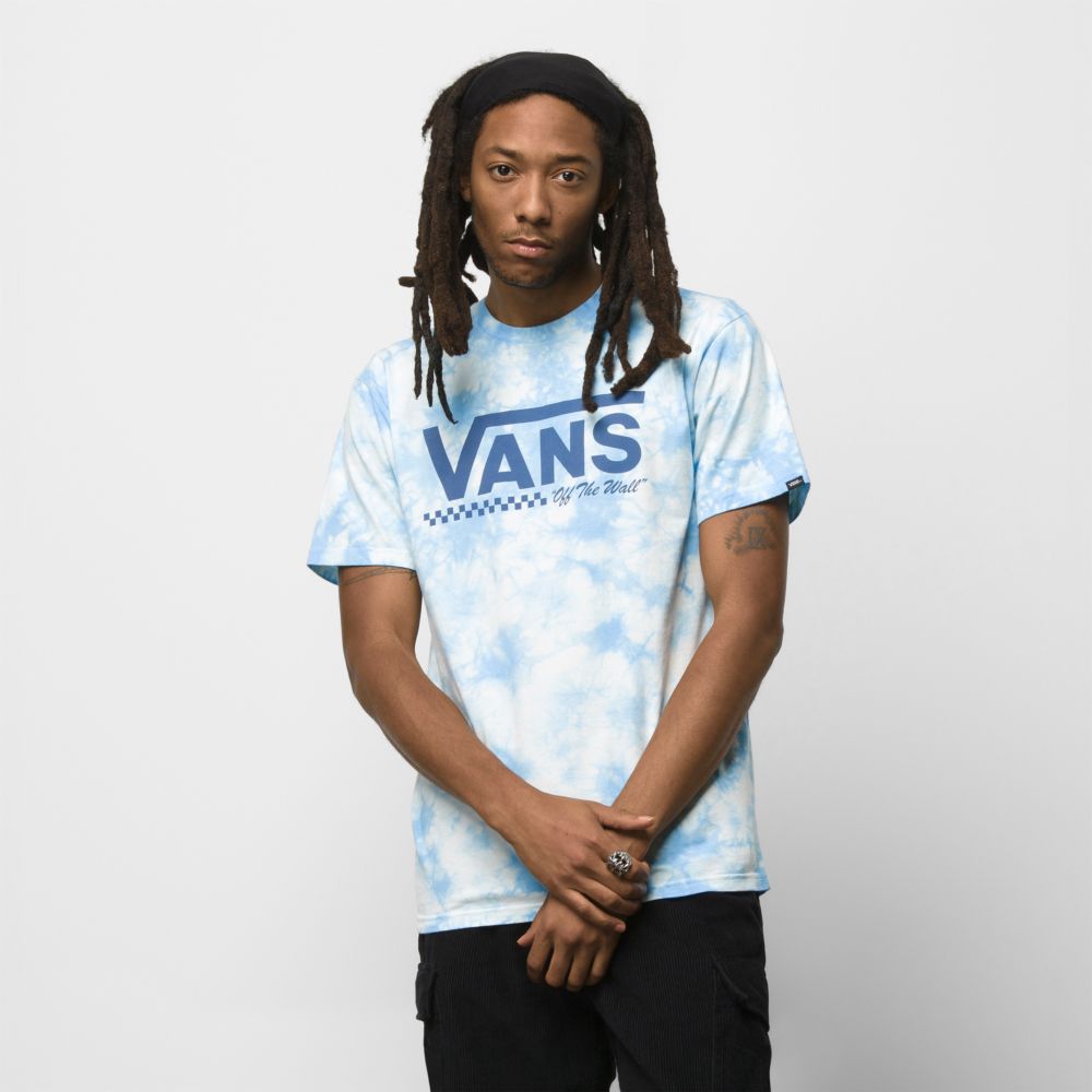 Vans Drop V Cloud Wash T-shirt Herr Blå | 48019FJTC