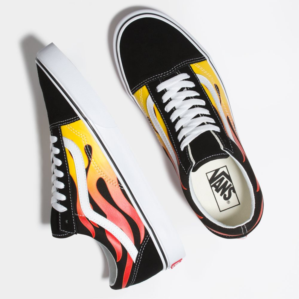 Vans Flame Old Skool Classic Dam Svarta Vita | 76190ITXP