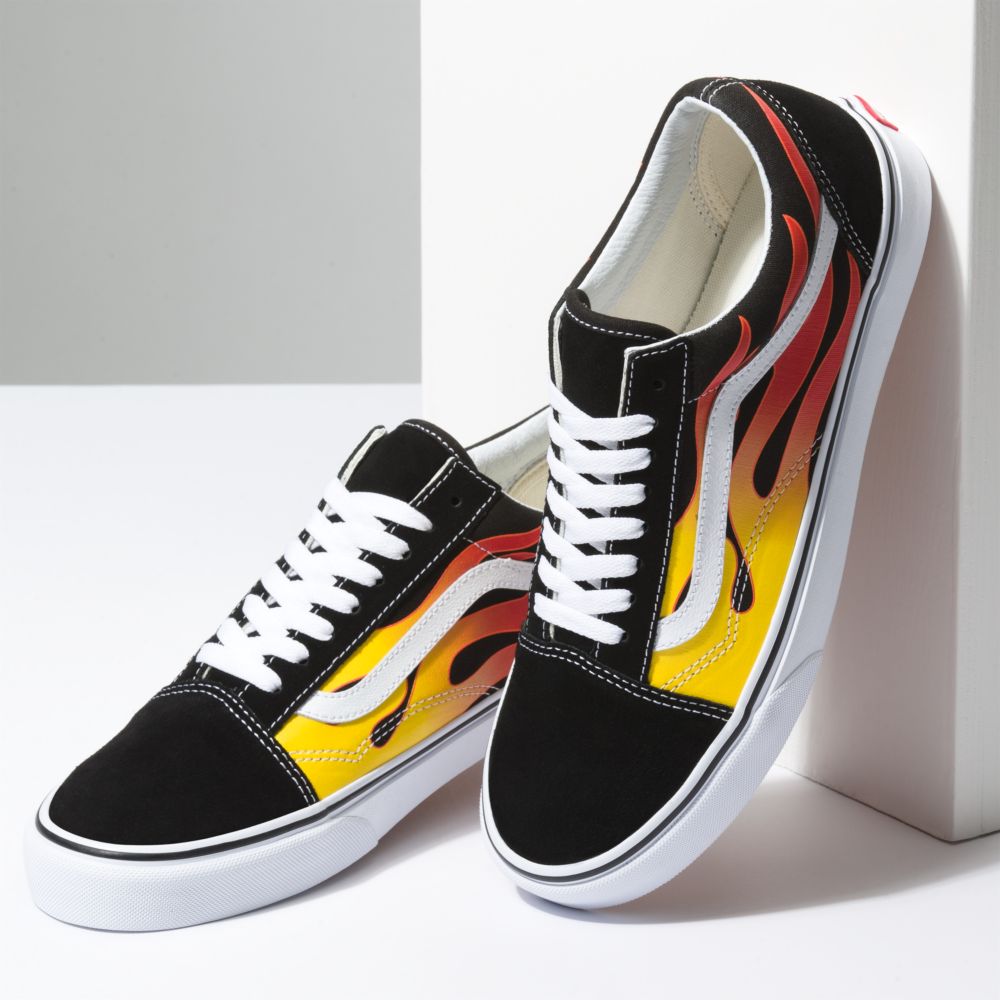 Vans Flame Old Skool Classic Dam Svarta Vita | 76190ITXP