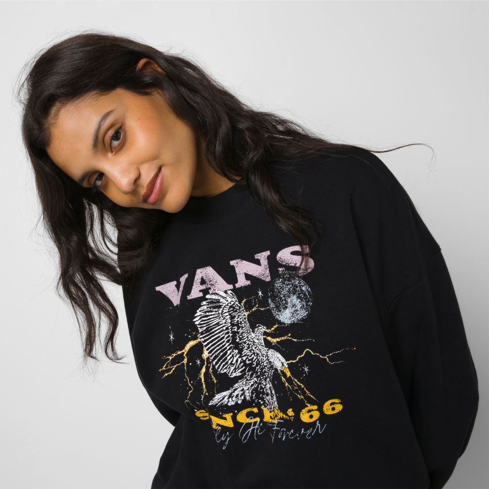 Vans Fli High Slouchy Crew Hoodie Dam Svarta | 96702BTDL