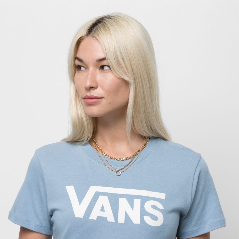 Vans Flying V Crew T-shirt Dam Blå | 86317KXCB